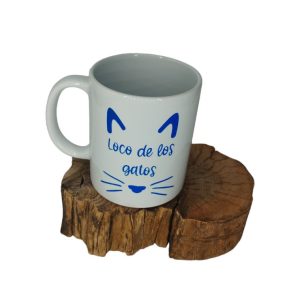 Taza Loco de los gatos en azul